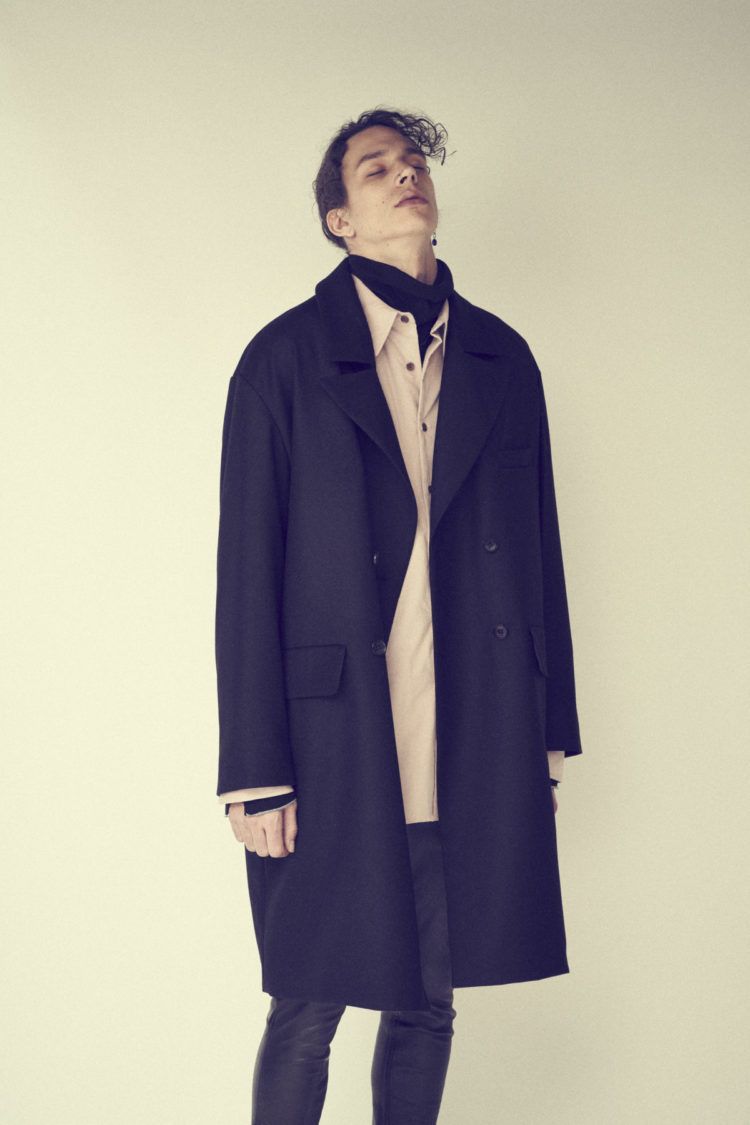 ワイドシルエット ダブルチェスターコート W COAT "w.c" / ブラック