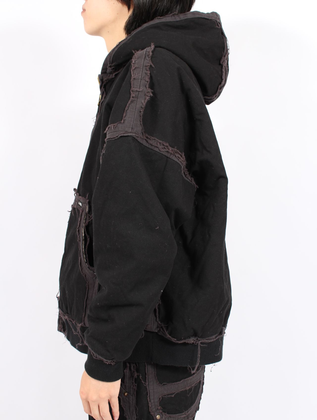 【25AW】ブラックミーンズ コラボレーション デコンストラクテッド ジップ パーカー / BLACKMEANS × KAMIYA DECONSTRUCTED ZIP PARKA / ブラック