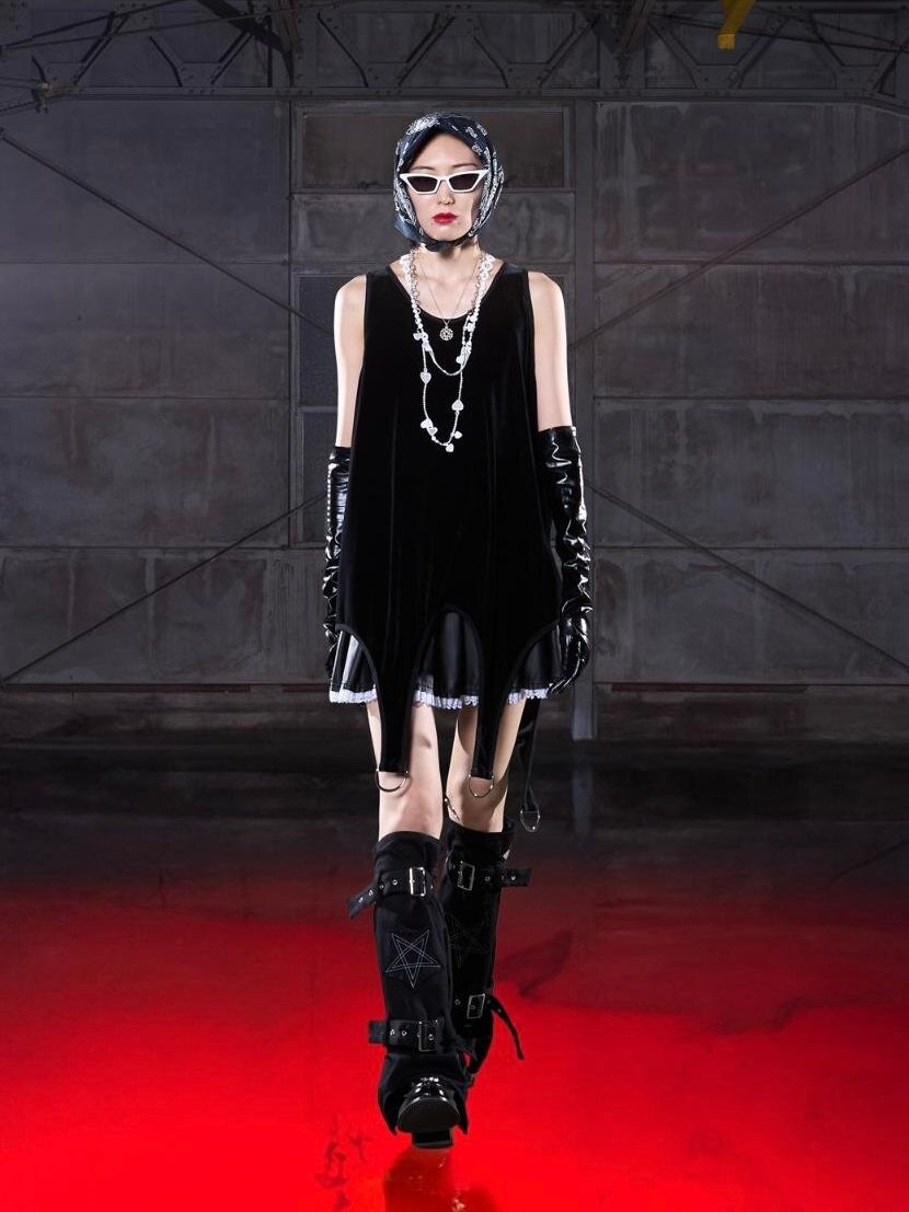 【26SS】コットン ベルテッド レッグウォーマー "ペンタグラム" / COTTON BELTED LEG WARMER 'PENTAGRAM / ブラック