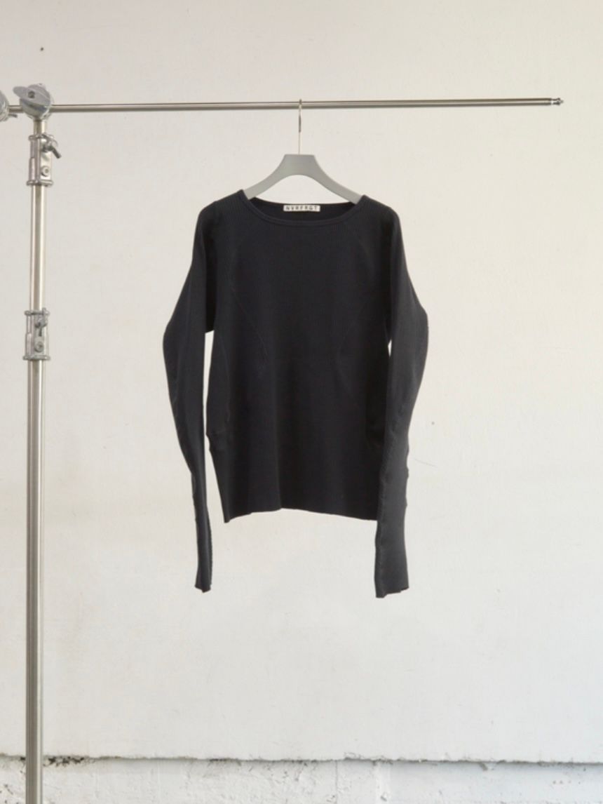 【26SS】 パネルド リブ ロングスリーブ 長袖 Tシャツ / PANELLED RIBBED LONG SLEEVE T-SHIRT / BLACK (ブラック)