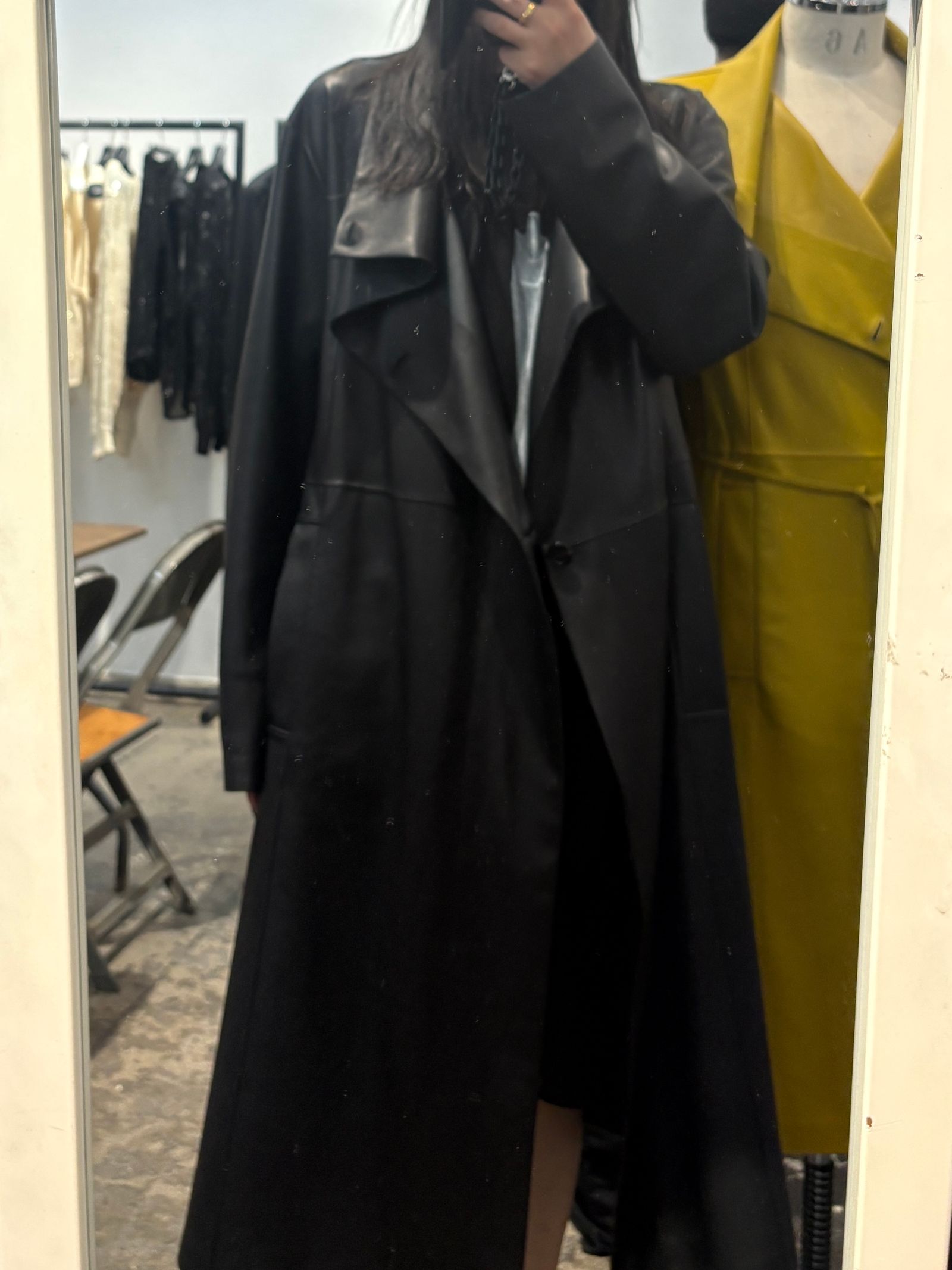 【27SS】アンライニング シープ レザー コート トレンチコート / UNLINED SHEEP LEATHER COAT / ブラック