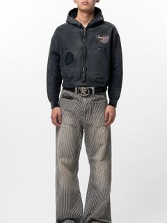 【26SS】リペアド ネイム パッチ ジップ ショート フーディー / REPAIRED NAME PATCH ZIP SHORT HOODIE / ブラック