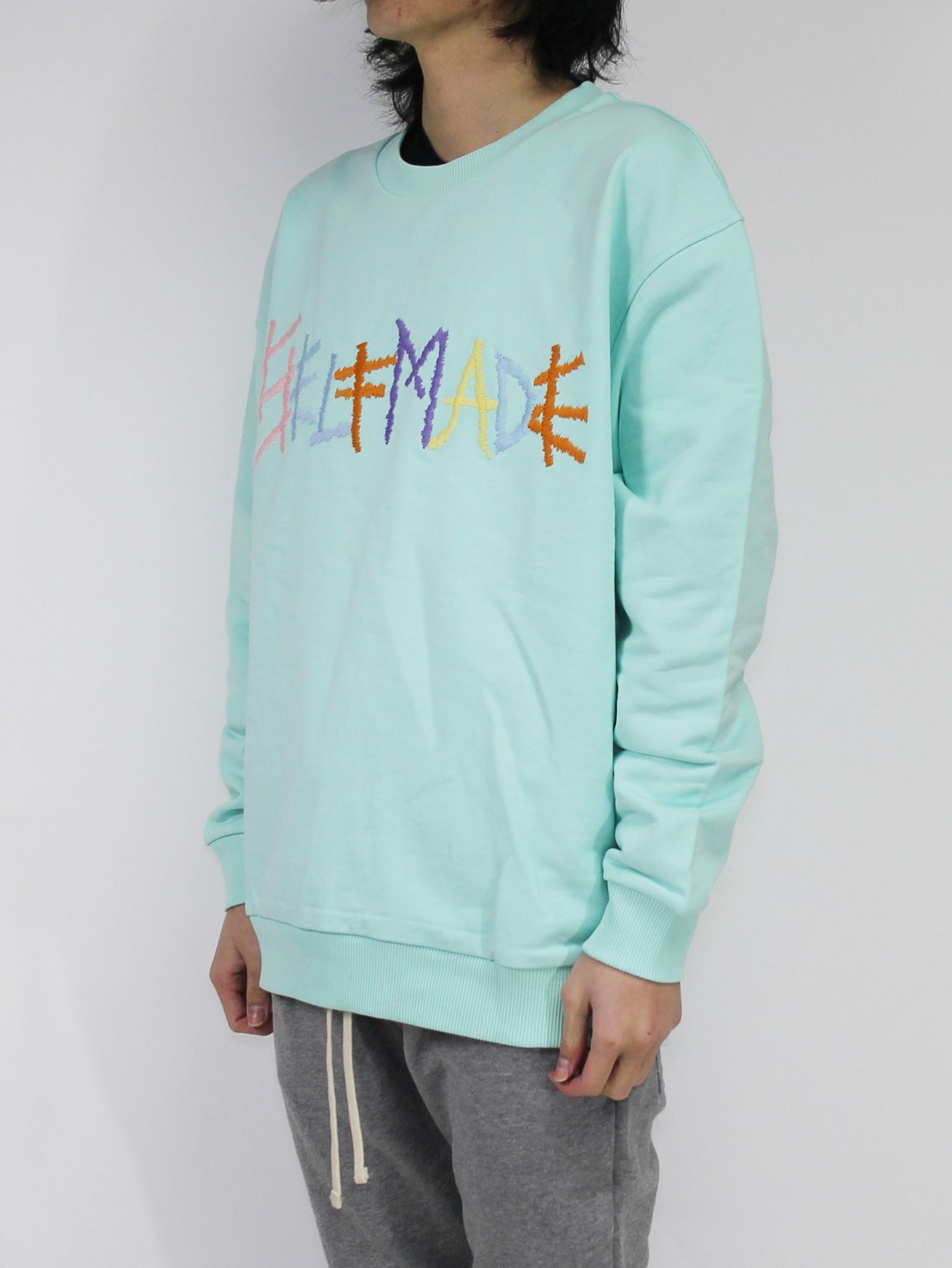 刺繍ロゴ スウェット / FAIR AQUA SWEATSHIRT WITH MULTI LOGO / アクア × マルチ