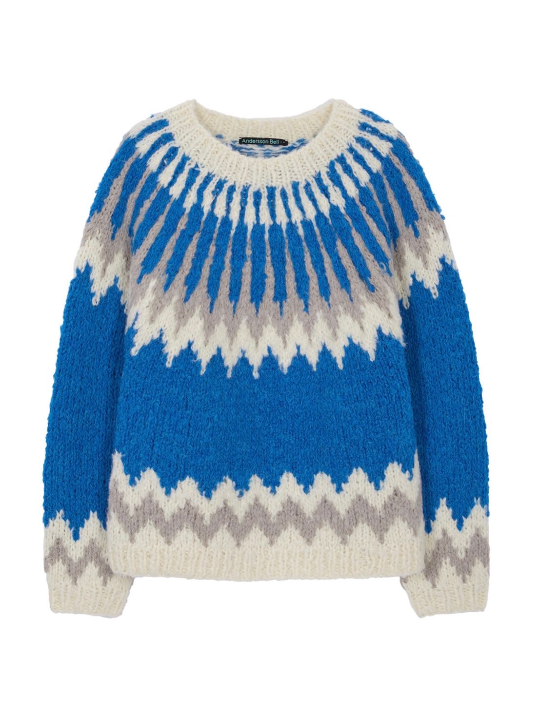 【21AW】UNISEX HANDMADE NORDIC CREW-NECK SWEATER / ブルー