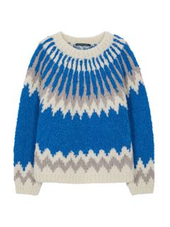 【21AW】UNISEX HANDMADE NORDIC CREW-NECK SWEATER / ブルー