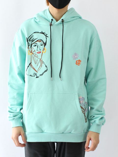 刺繍ロゴ パーカー / FAIR AQUA HOODIE / アクア × マルチ