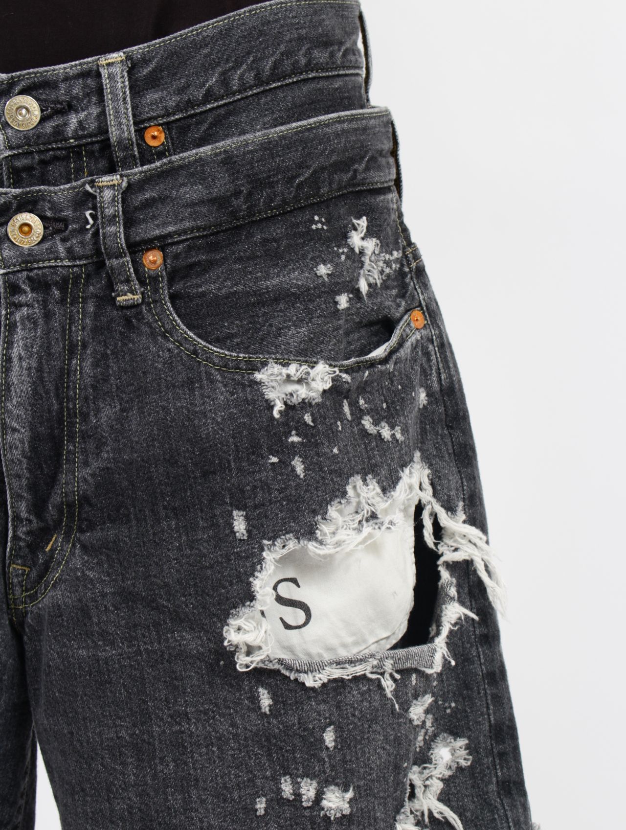 【25AW】リメイク レイヤー デニム パンツ / RE:LAYER 5P DENIM PANTS / ブラック