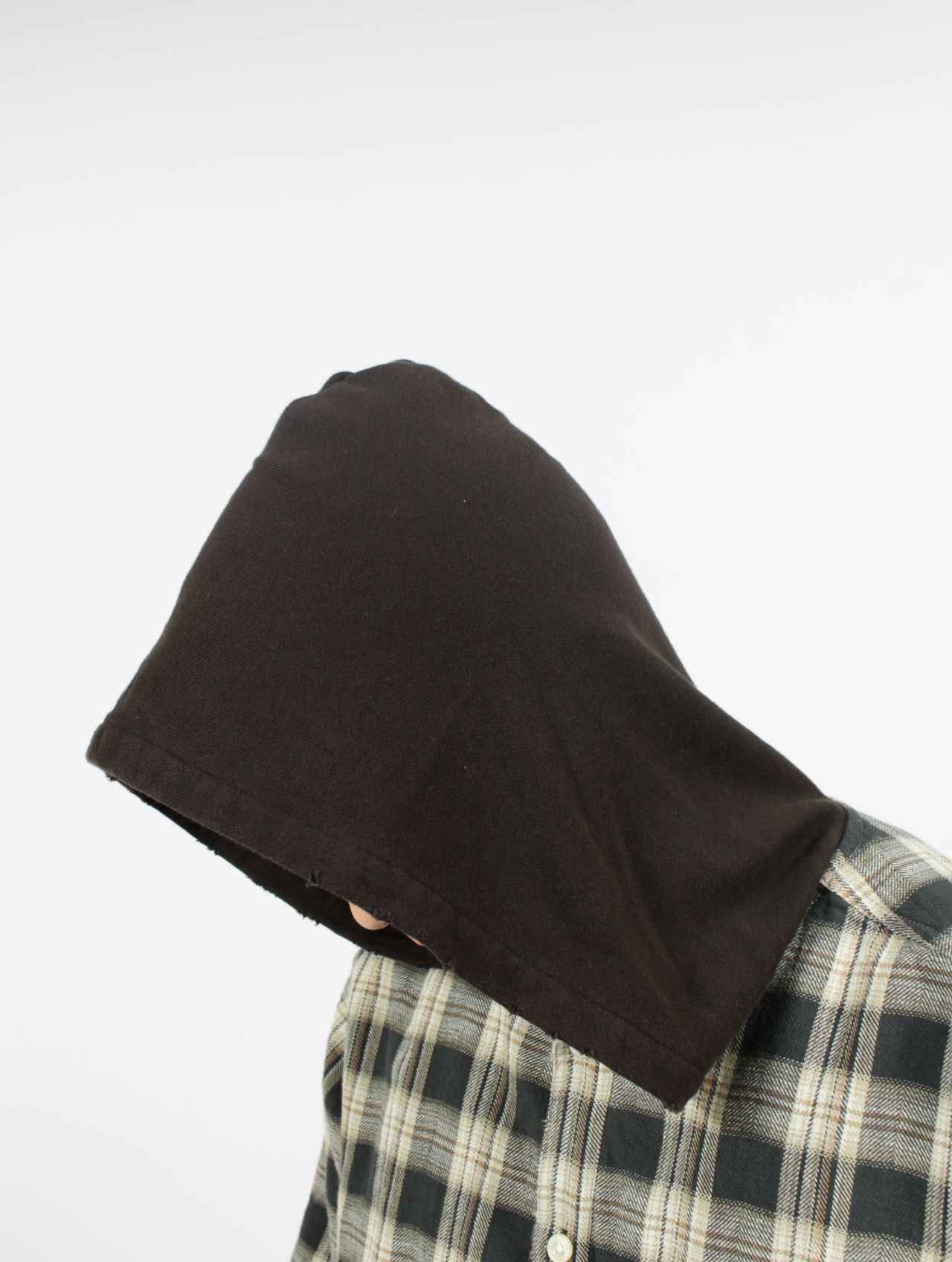【25SS】ディストレスト チェック シャツフーディー パーカー / DISTRESSED CHECK SHIRT HOODIE / ブラック