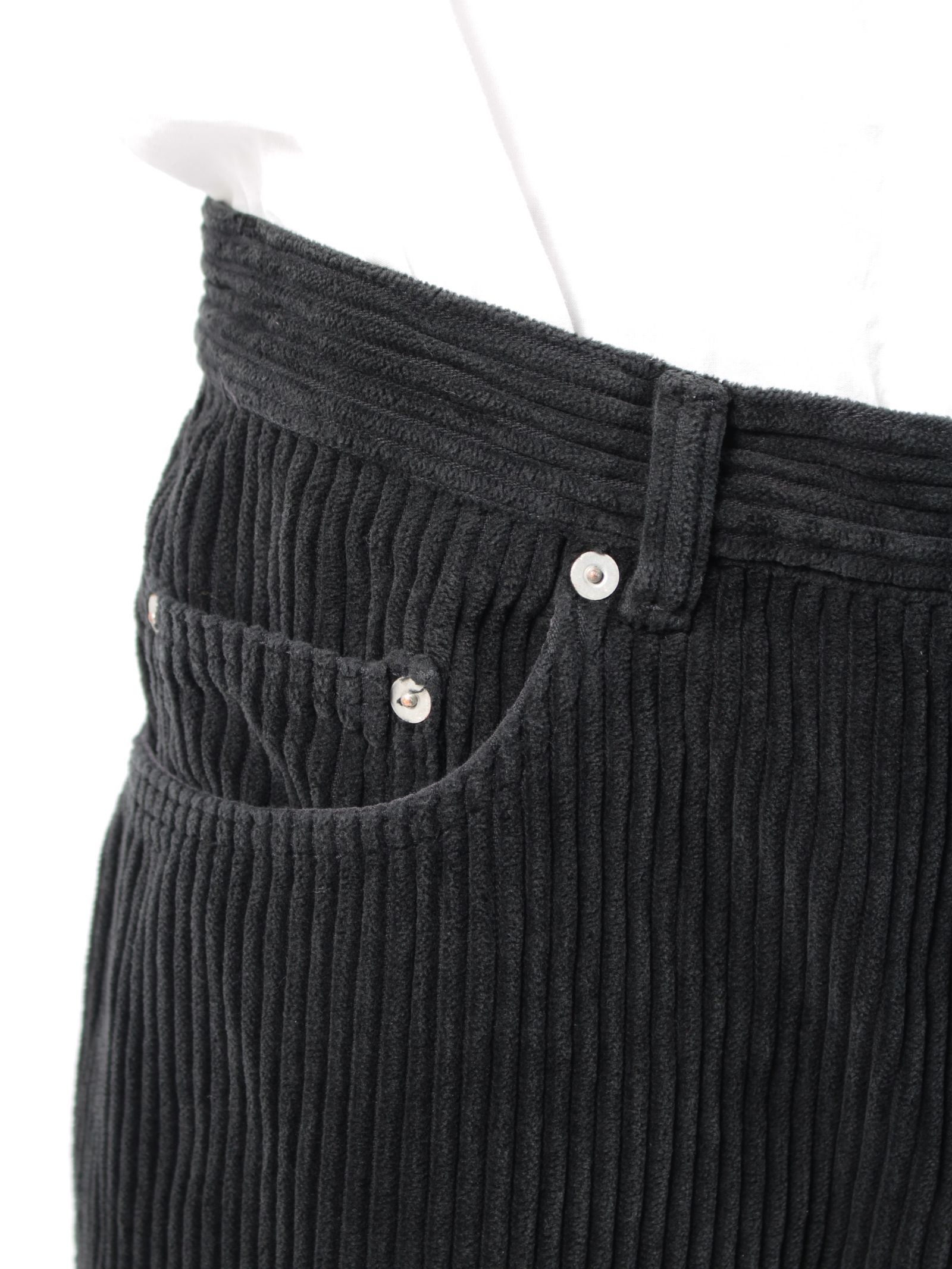 【24AW】ディストレスト コーデュロイ ワイド パンツ / DISTRESSED CORDUROY WIDE TROUSERS / ブラック