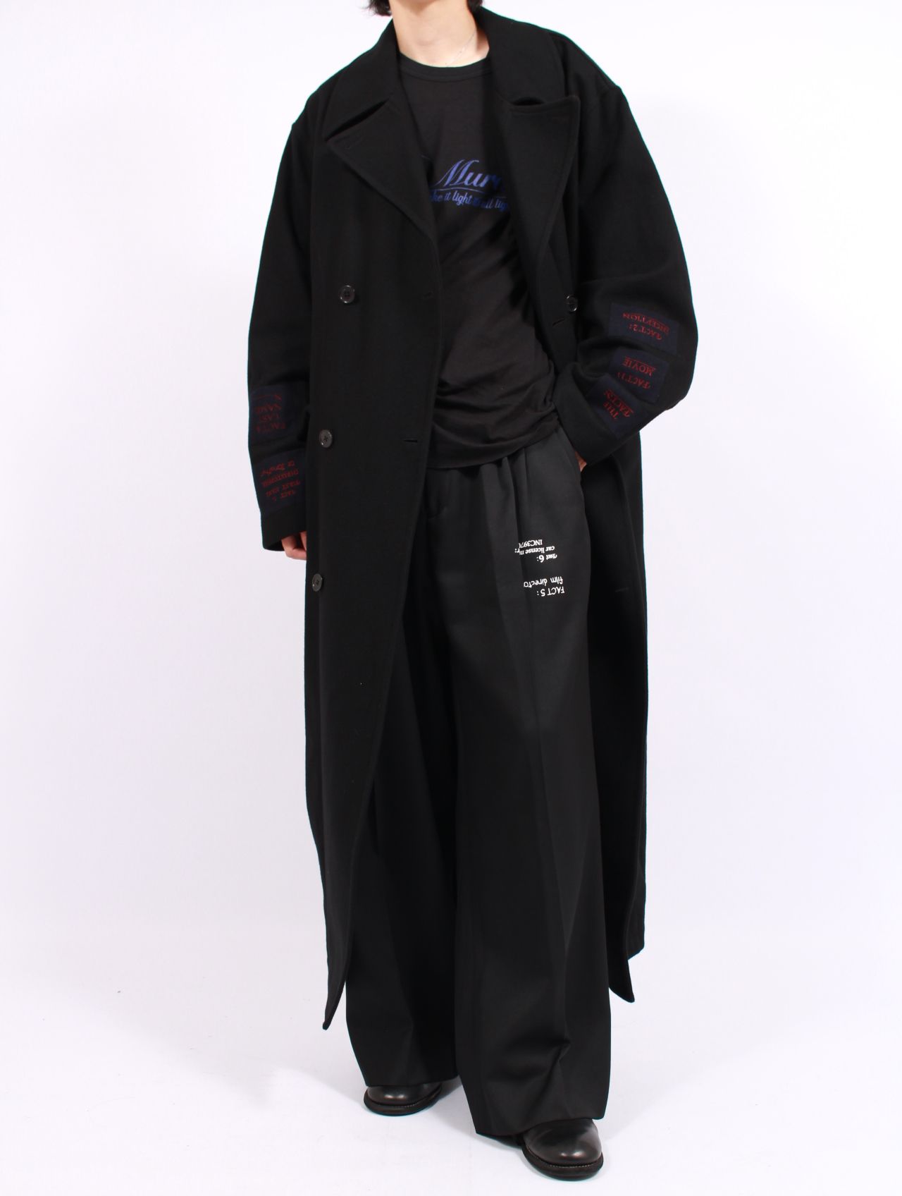 【25AW】タトゥー アジャスター ワイド パンツ / "TATTOO" ADJUSTER WIDE SLACKS / ブラック