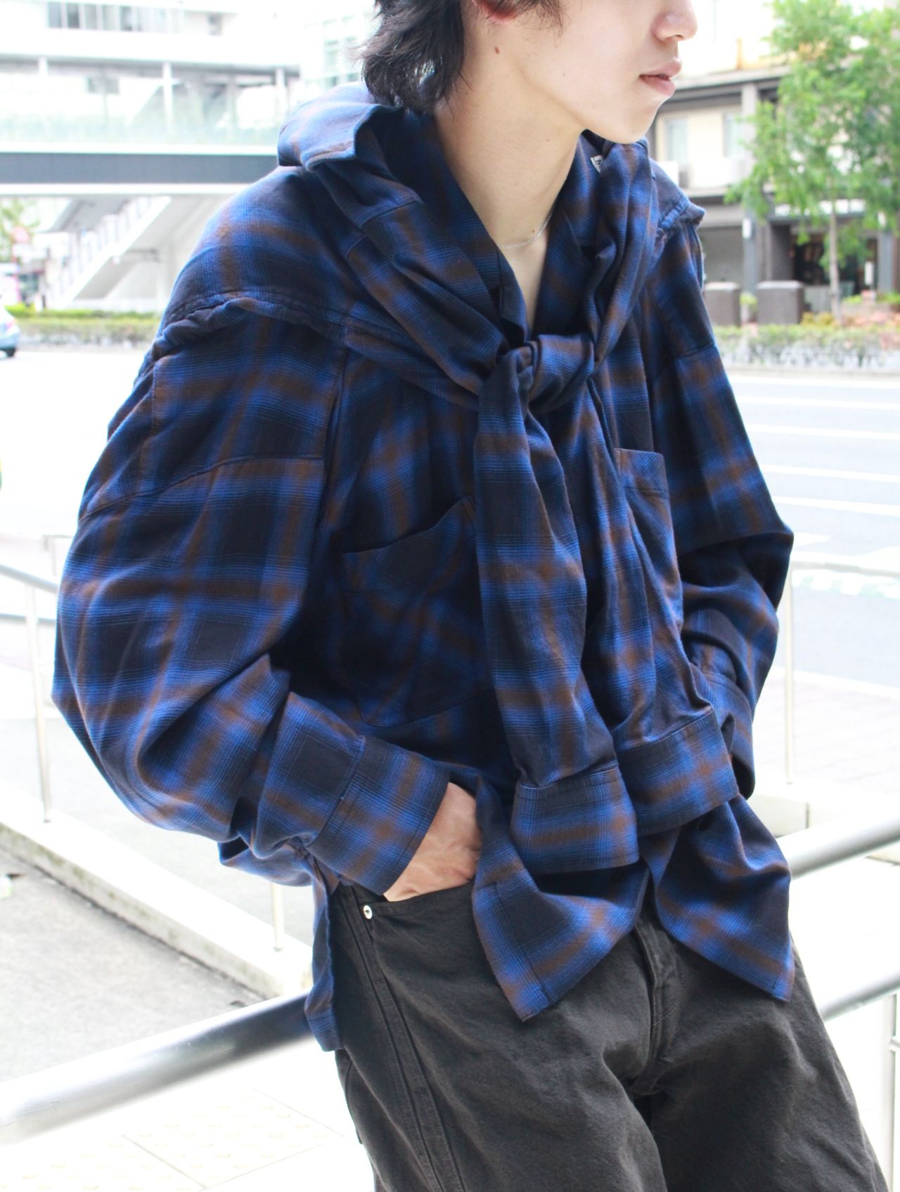 【25AW】ショール レイヤード シャツ / SHAWL LAYERED SHIRTS / ブルー
