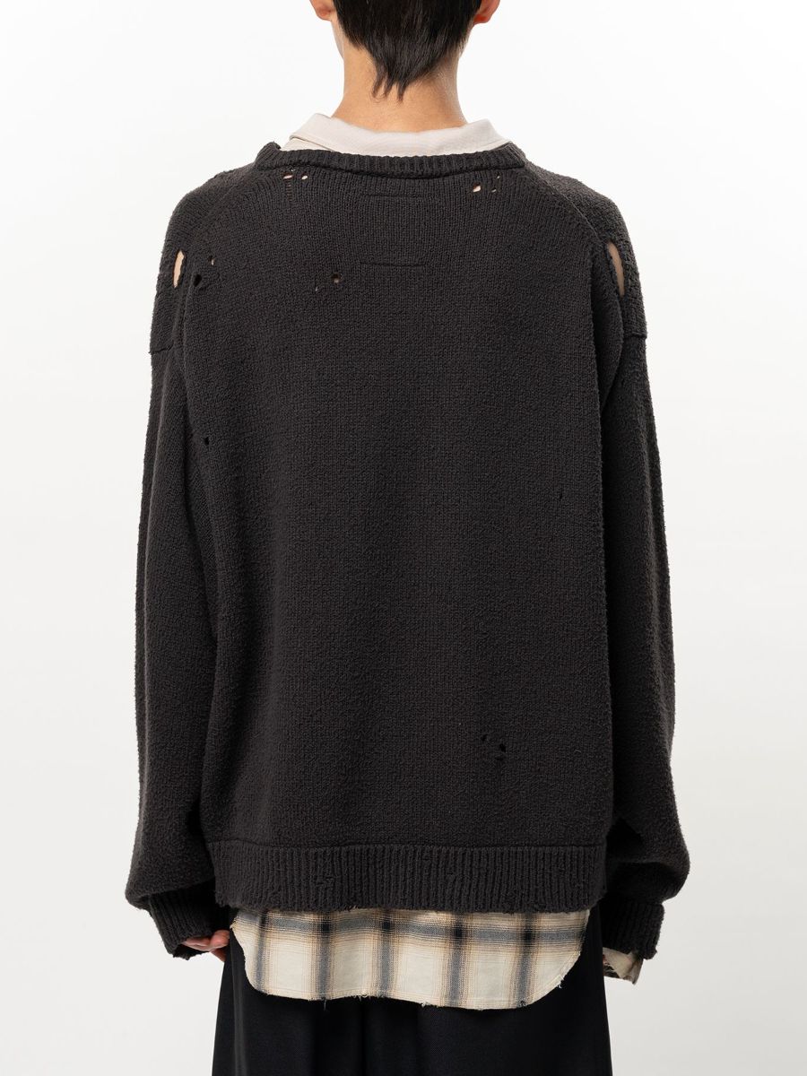 トリプル レイヤード カラード ニット セーター / TRIPLE LAYERED COLLARED KNIT SWEATER / ブラック