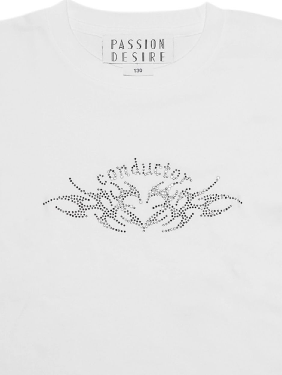 【26SS】ストーン デコレート ハート トライバル ミニ Tシャツ / STONE DECORATED HEART TRIBAL MINI T-SHIRT / ホワイト