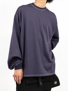 【24AW】オーバーサイズ ロングスリーブ Tシャツ / OVERSIZED SIGNATURE ORGANIC LONG T-SHIRT / パープル