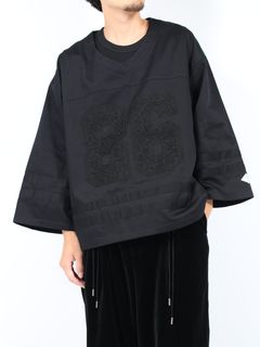 【24AW】コード 刺繍 ホッケー ゲーム 長袖 Tシャツ / CORD EMBROIDERED HOCKEY SHIRT / ブラック