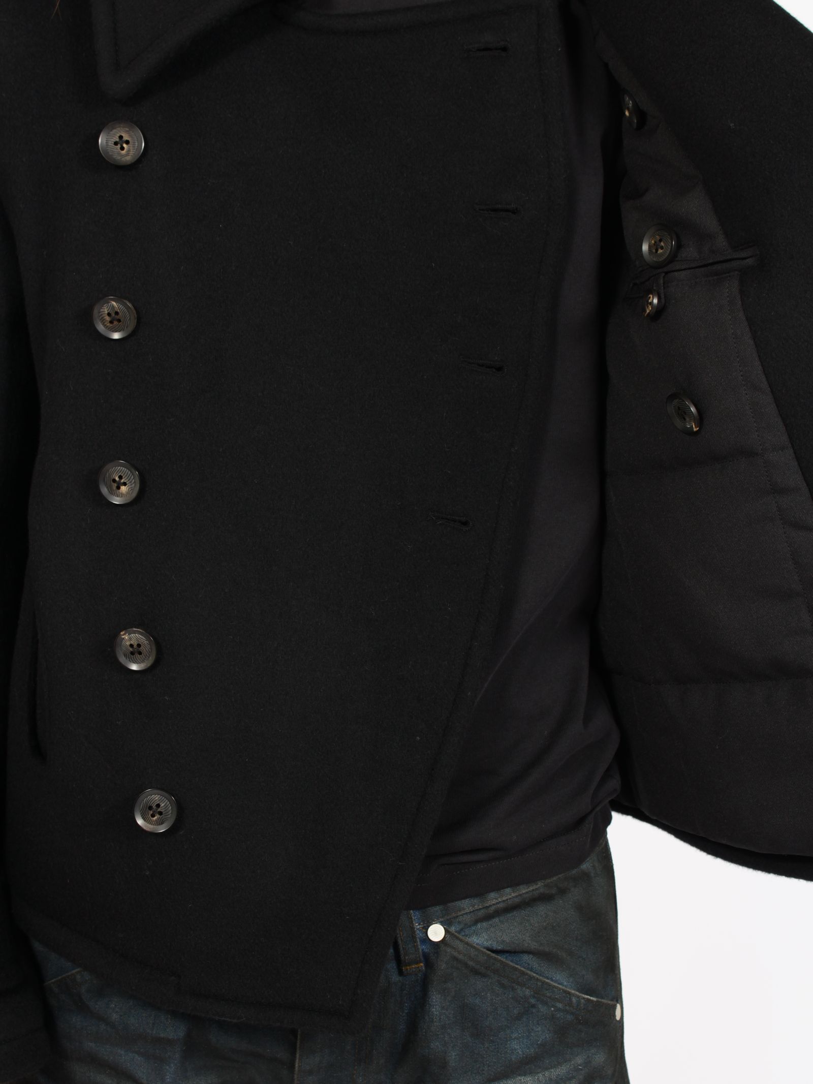 【26AW】ショート ペア コート ピーコート 3way ナポレオンジャケット / SHORT PEA COAT / ブラック