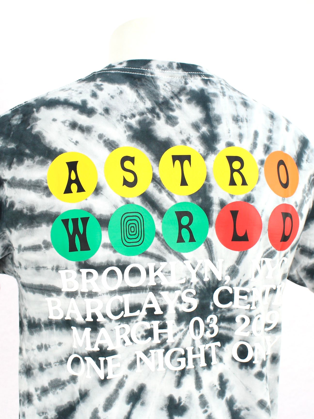 フレイムバス タイダイTシャツ / ASTROWORLD  Tour Flame bus Tie Dye Tee / ブラック × マルチカラー
