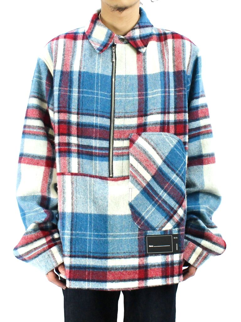 WE11DONE - 【22AW】ハーフジップチェックシャツ / BLUE WD CHECK