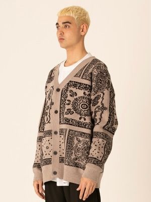 バンダナ柄 カーディガン / BANDANA CARDIGAN / グレー