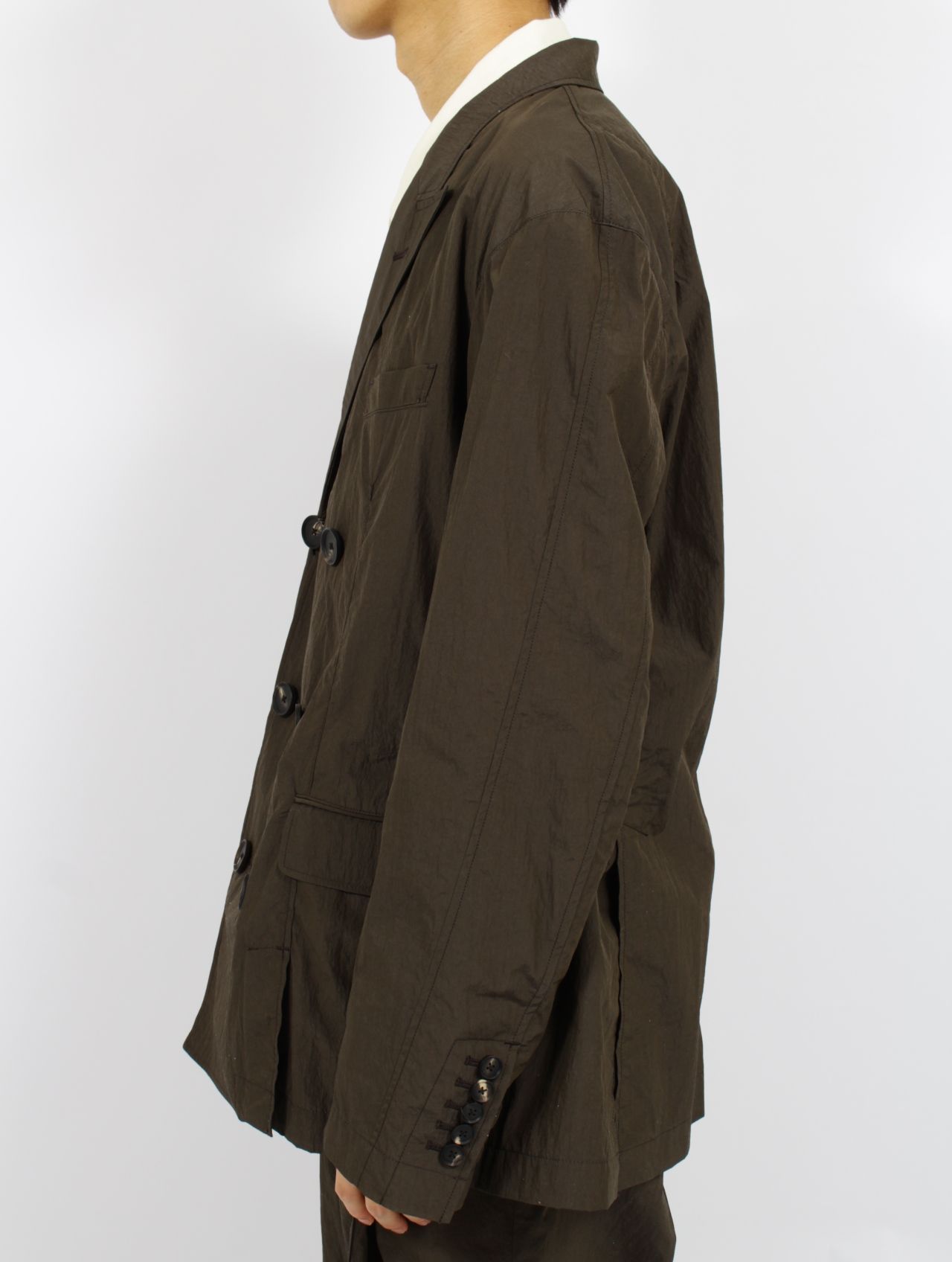 【25SS】ワッシャーナイロン ダブル ブレステッド ジャケット / WASHER NYLON DOUBLE BREASTED  JACKET.13 / バッファローブラウン