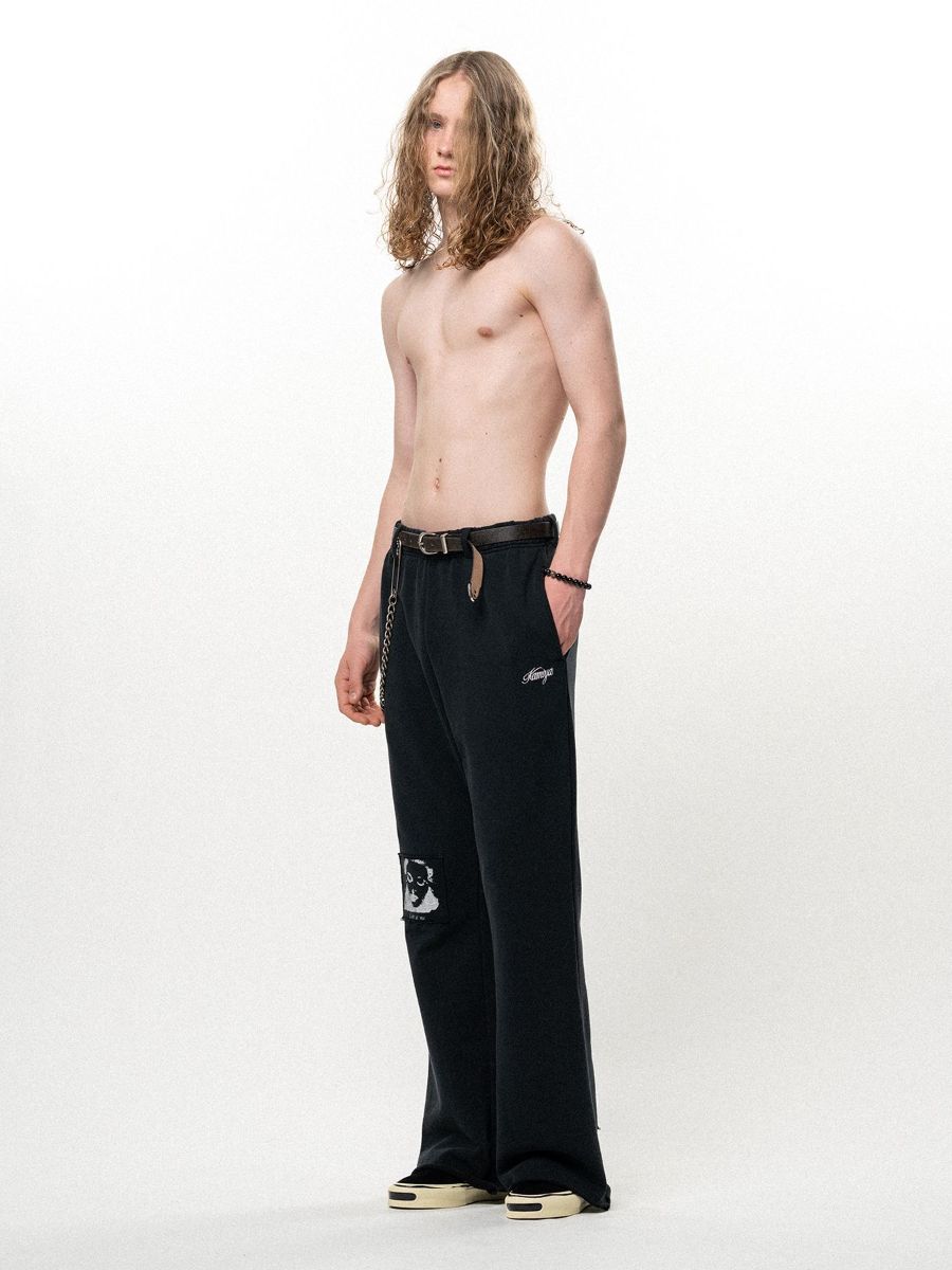 【26AW】 "ガールパッチ" ブーツカット スウェットパンツ フレア パンツ / "GIRL PATCH" BOOTCUT SWEAT PANTS / ブラック