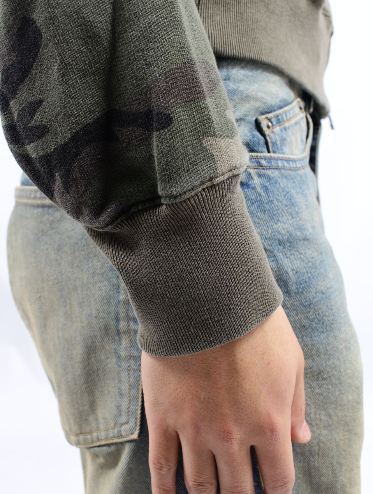 【25SS】パネルド ジップアップ パーカー / PANELLED ZIP UP HOODIE / WOODLAND(カーキ)