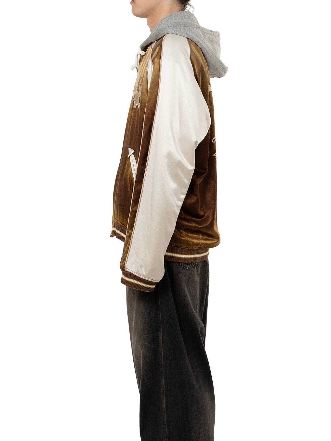 【25AW】リバーシブル フーディー レイヤード スーベニア ジャケット / SOUVENIR JACKET / ブラウン