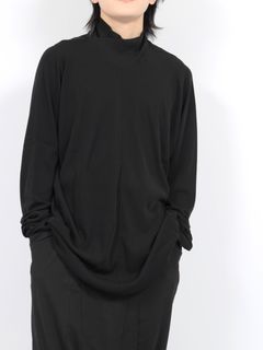 【24AW】インターロック ハイネック ロングスリーブ 長袖 Tシャツ / COTTON DRY INTERLOCK / ブラック