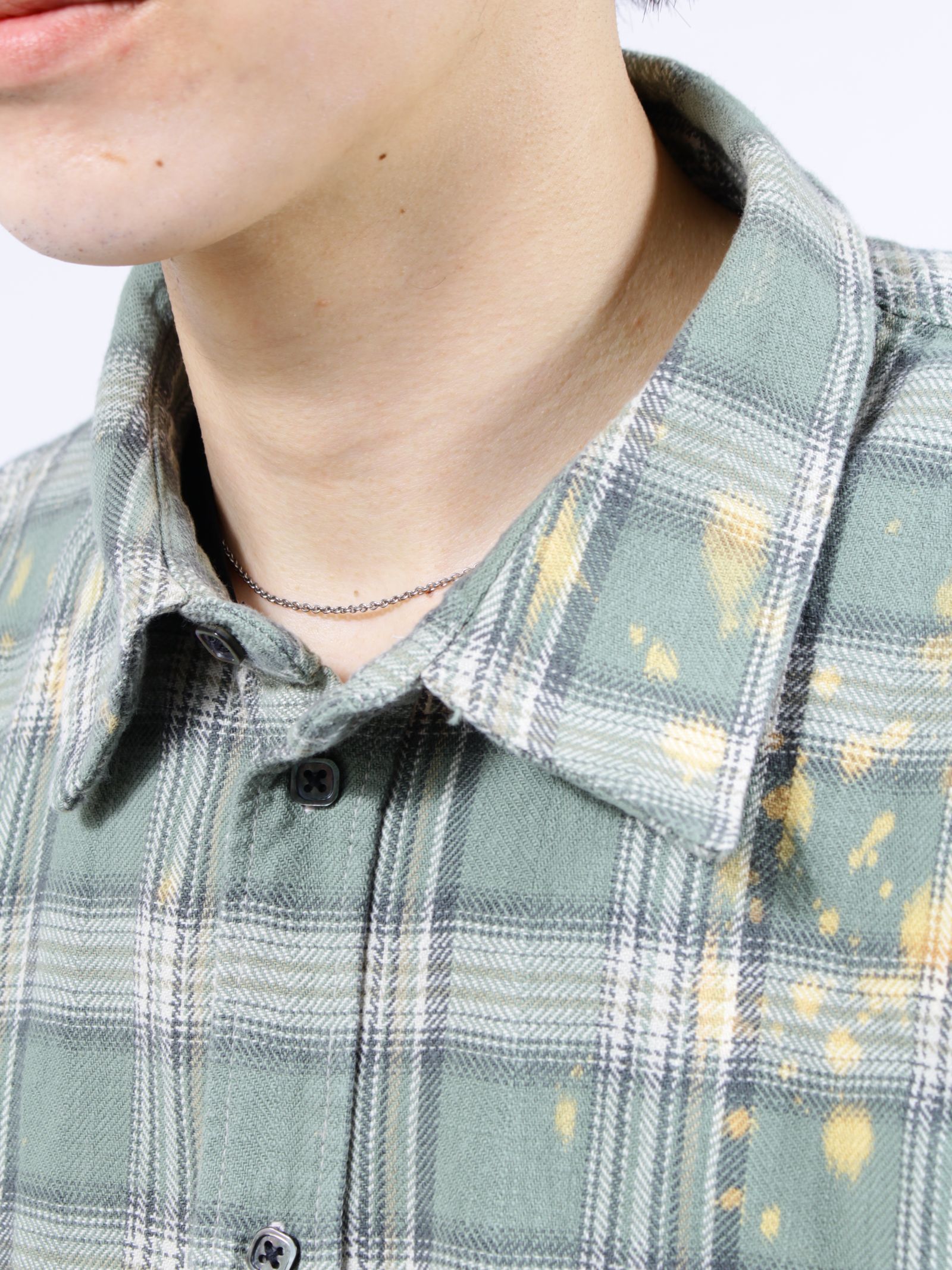【26SS】コットン フランネル チェック ブリーチ シャツ / COTTON FLANNEL CHECK BLEACH SHIRT / グリーン