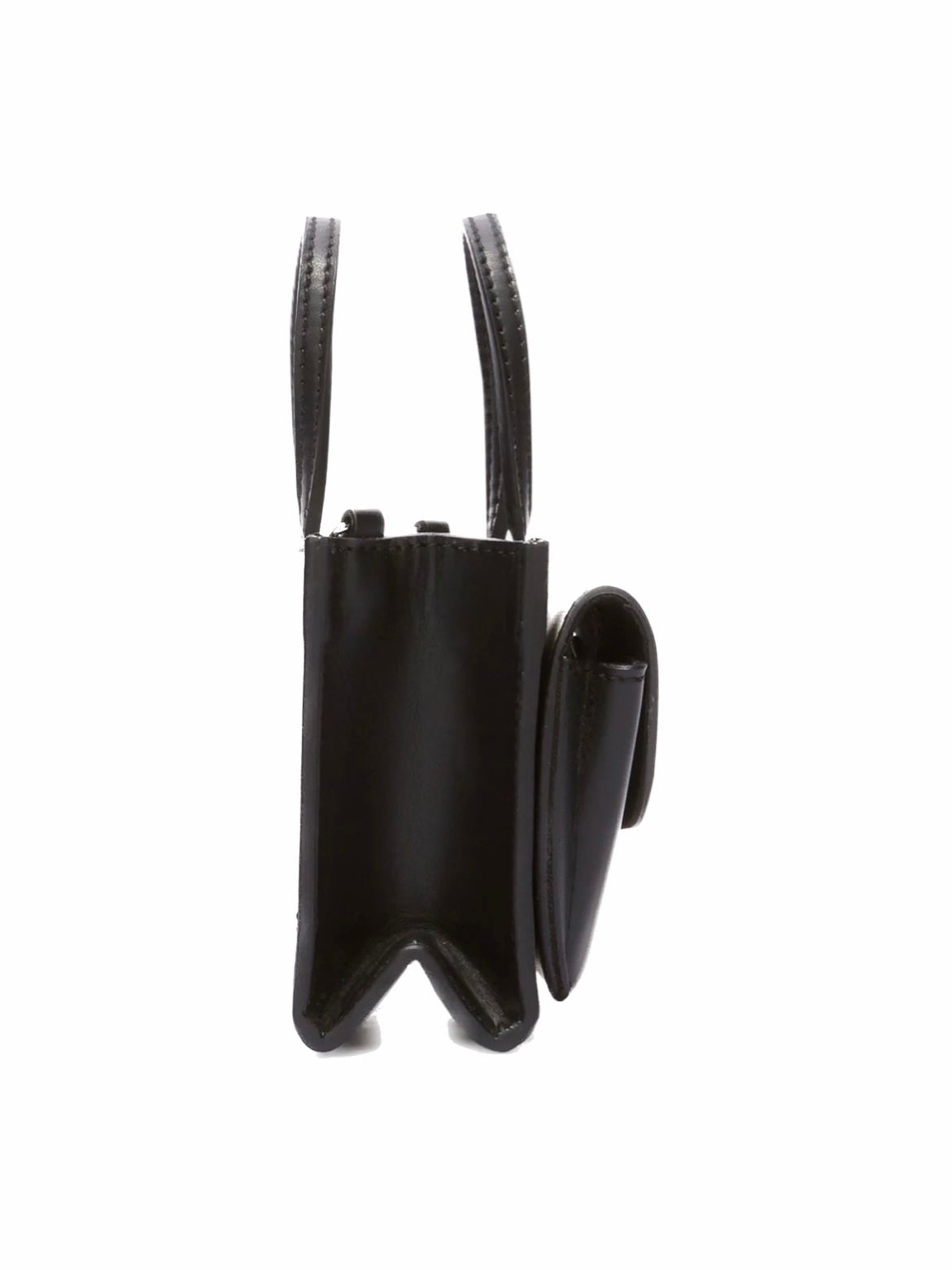 ミニ  フェイクレザー バッグ / FAUX LEATHER RAZOR CLAM BAG / ブラック