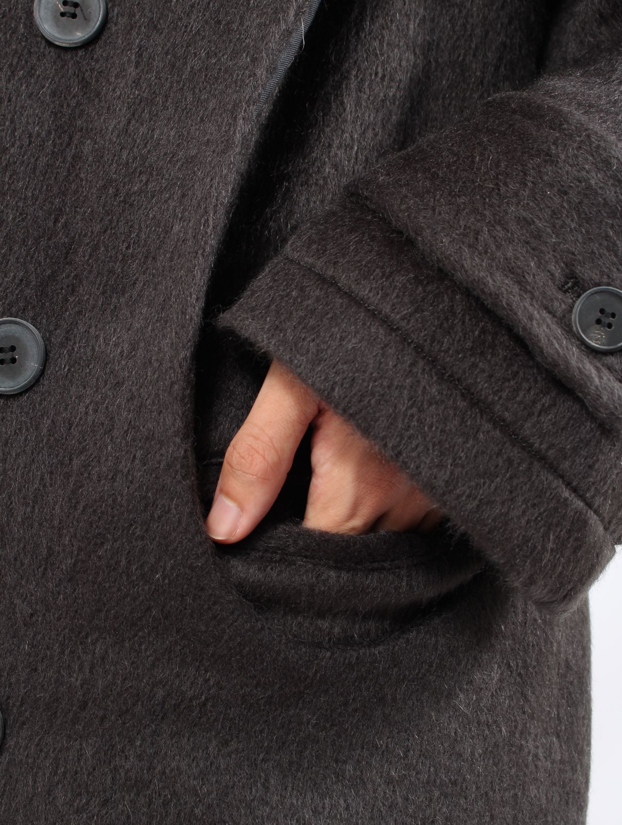 【25AW】 ダブル ブレステッド コート / DOUBLE BREASTED COAT / CHARCOAL(チャコール)