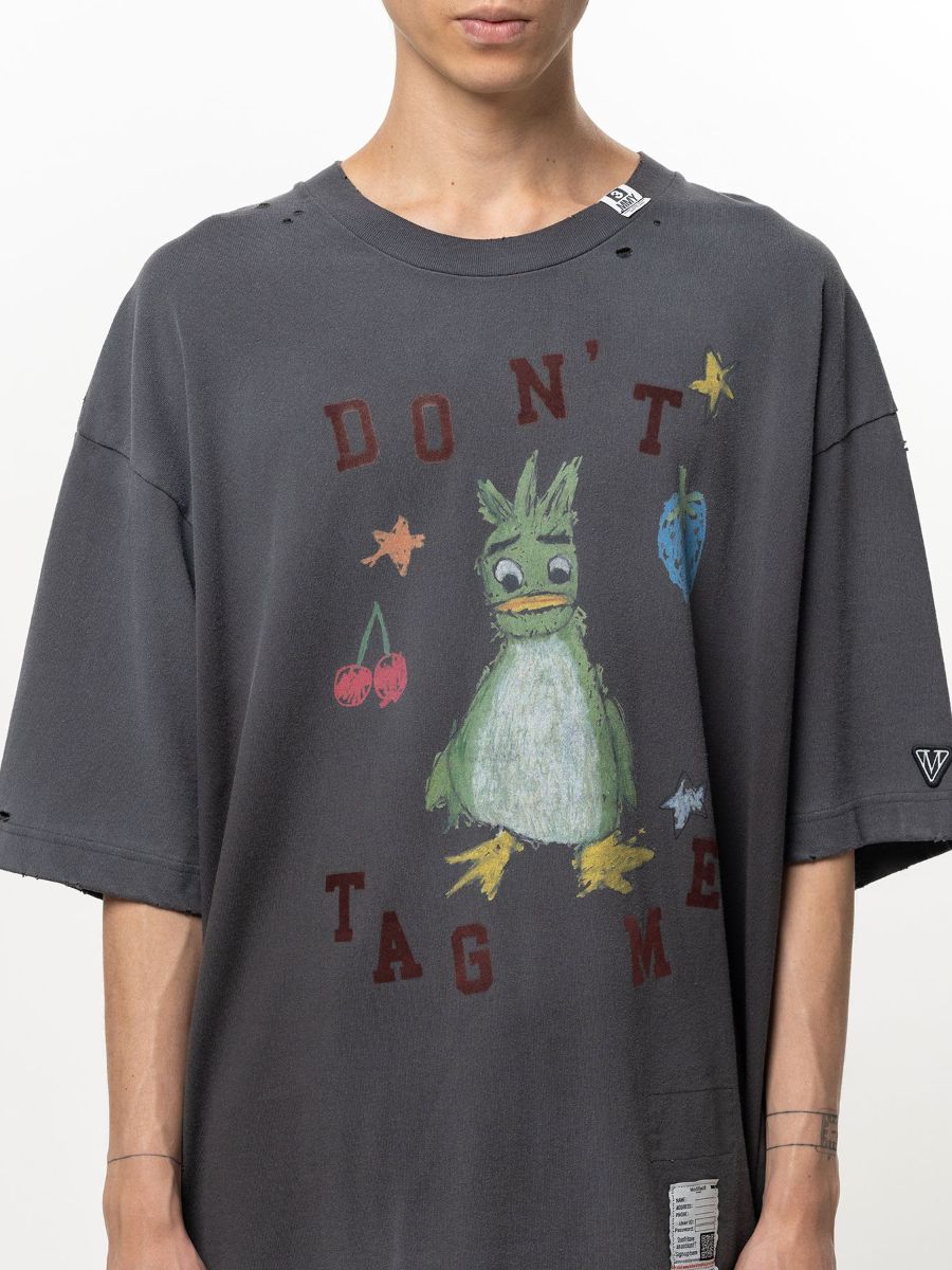 【26AW】 キッズ ドゥードゥル Tシャツ レオン君 ダメージ加工 半袖 / KIDS DOODLE TEE / ブラック