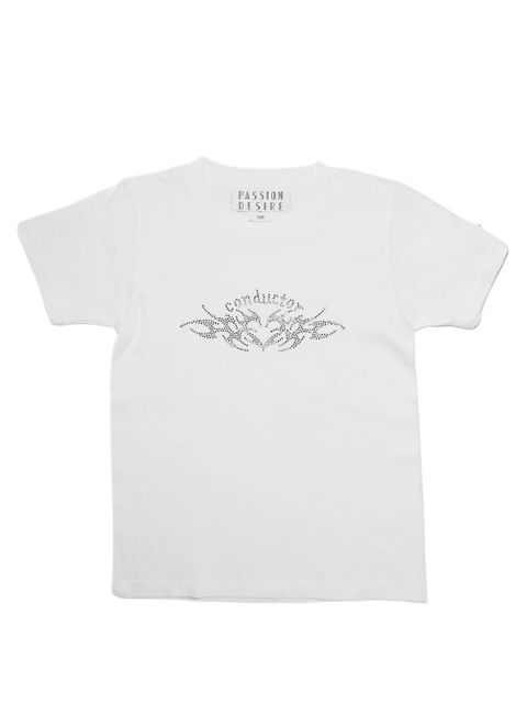 【26SS】ストーン デコレート ハート トライバル ミニ Tシャツ / STONE DECORATED HEART TRIBAL MINI T-SHIRT / ホワイト