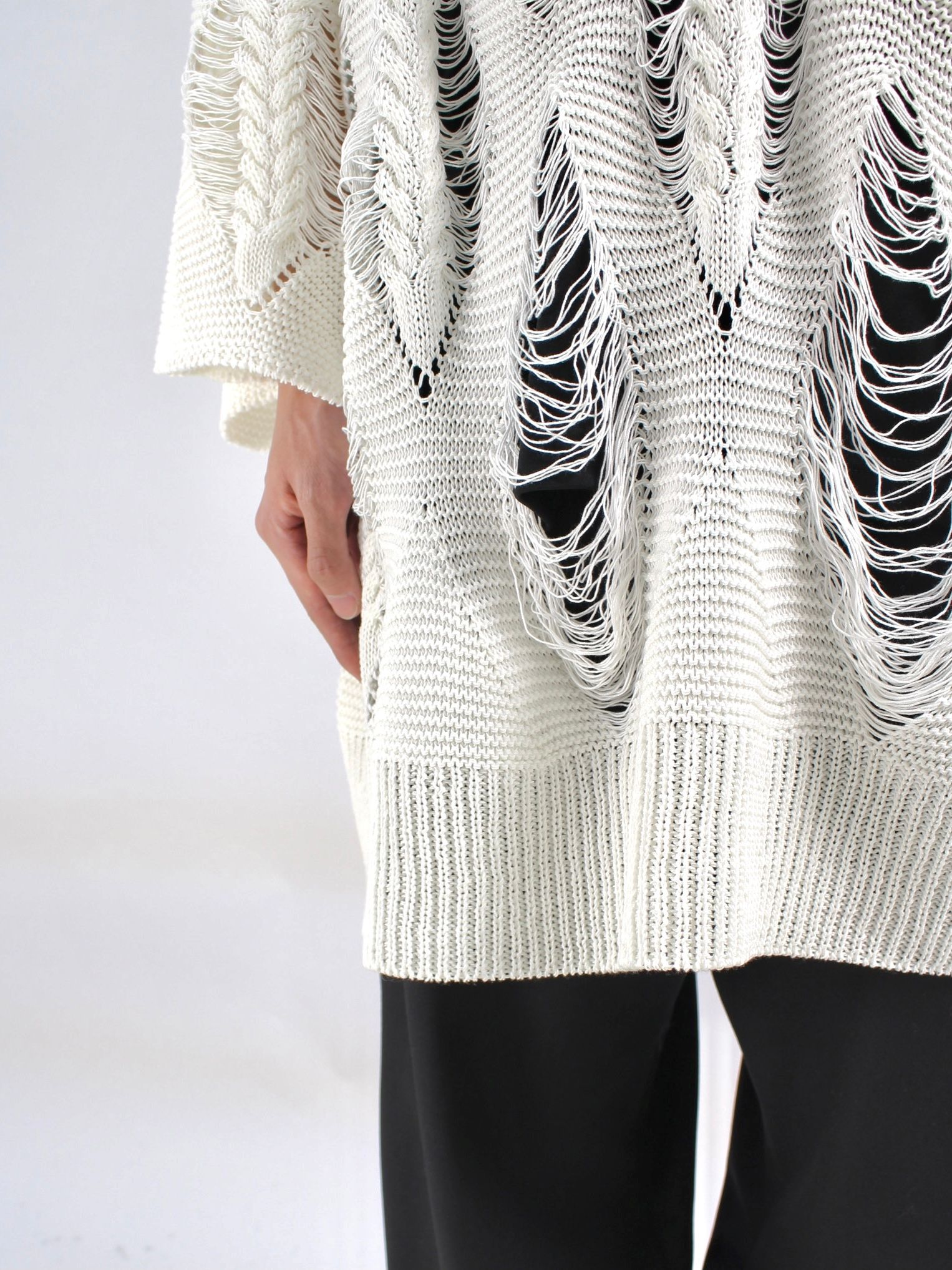 sulvam - ロングスリーブ ニット / Yarn long sleeve knit / ホワイト