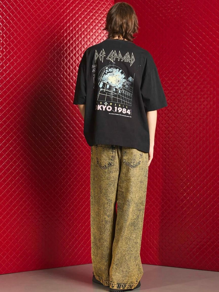 デフ レパード オーバーサイズ Tシャツ / DEF LEPPARD PRIME-OVER CREW NECK T-SHIRT #3 / ブラック