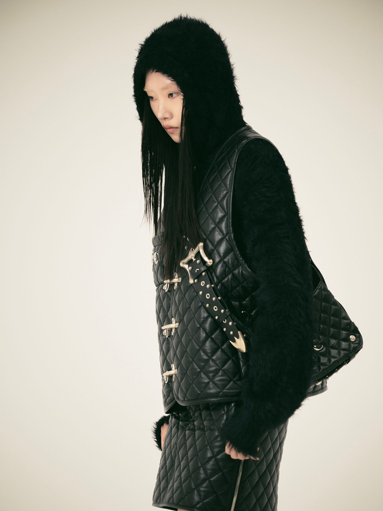 【25AW】キメラ ファー フーディー パーカー / CHIMERA FUR HOODED ZIP-UP / ブラック