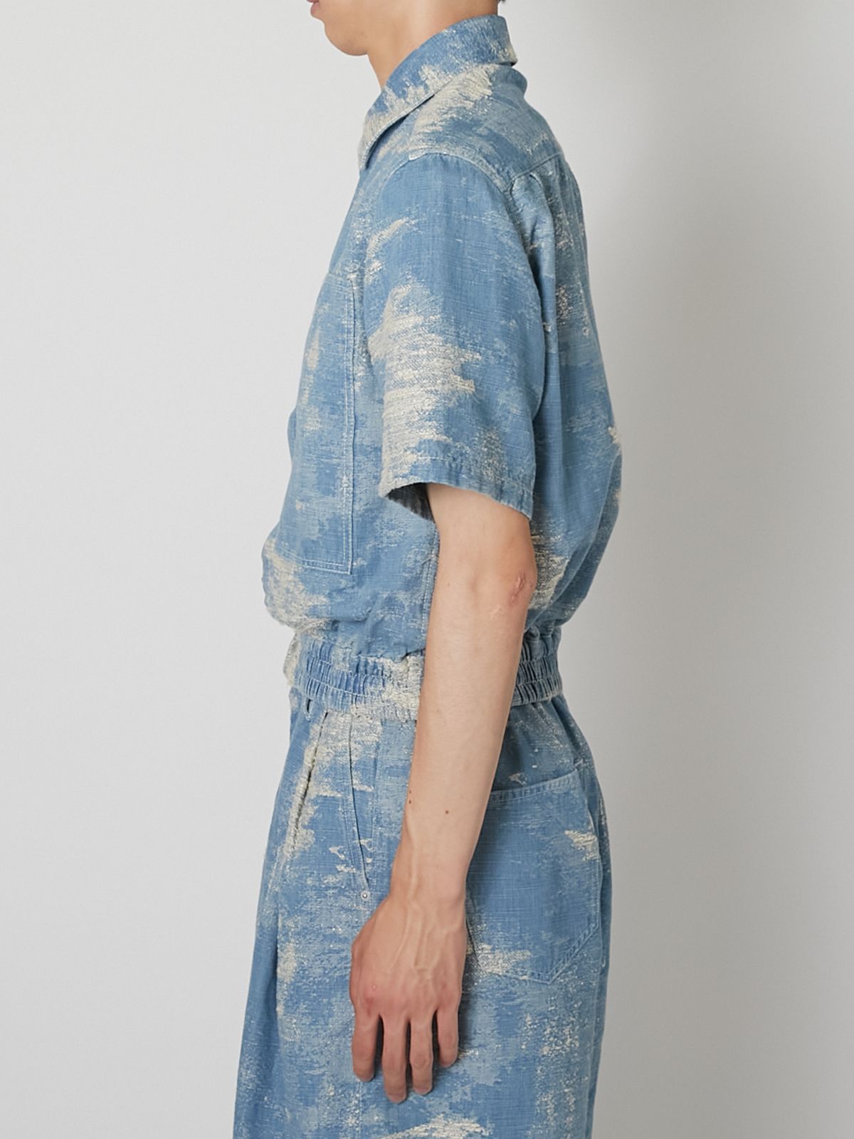 【27SS】デニム シャツ 半袖 Tシャツ / DENIM SHIRT / INDIGO BLEACH (インディゴ ブリーチ)