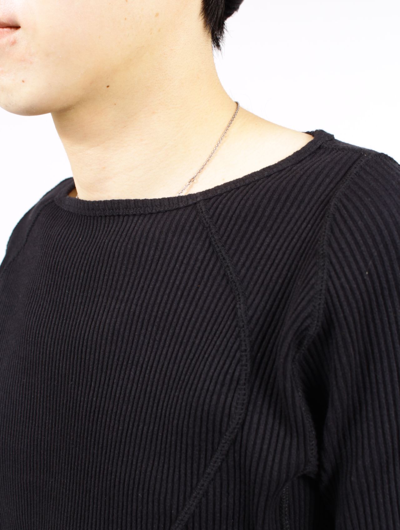 【26SS】 パネルド リブ ロングスリーブ 長袖 Tシャツ / PANELLED RIBBED LONG SLEEVE T-SHIRT / BLACK (ブラック)