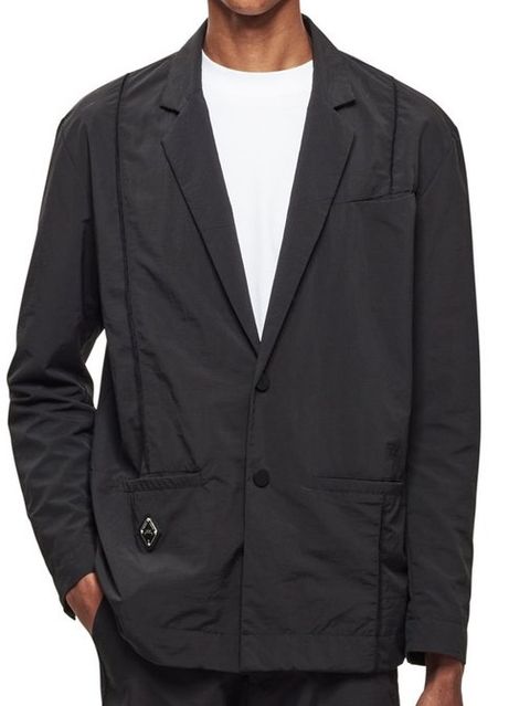 パネルロゴ ナイロンジャケット / WOVEN RHOMBUS BADGE BLAZER / ブラック × シルバー