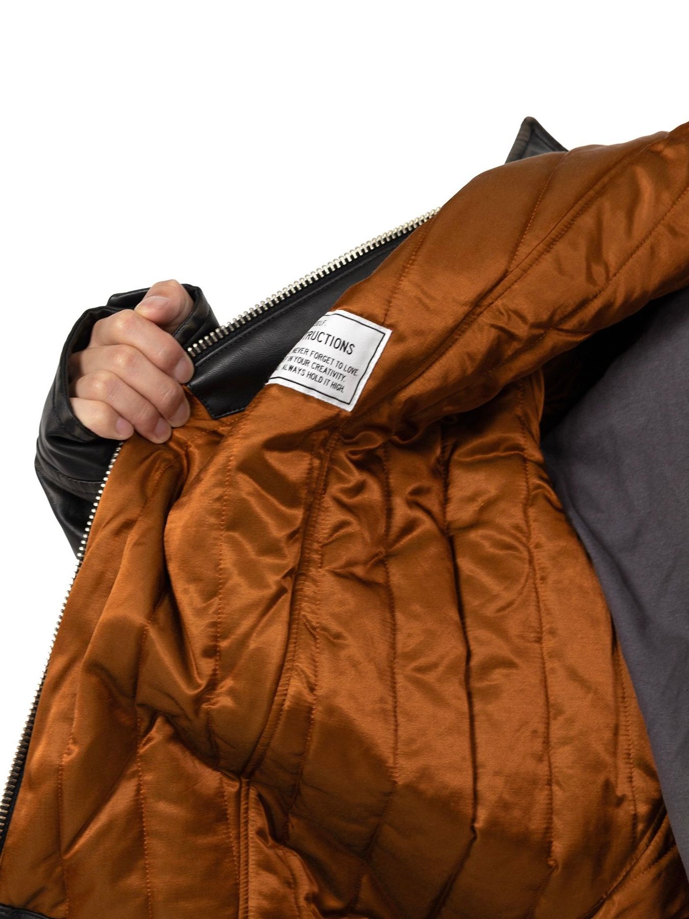 【25AW】エクステンデッド プラケット フード コーテッド レザー ジャケット / LEATHER JACKET / ブラック