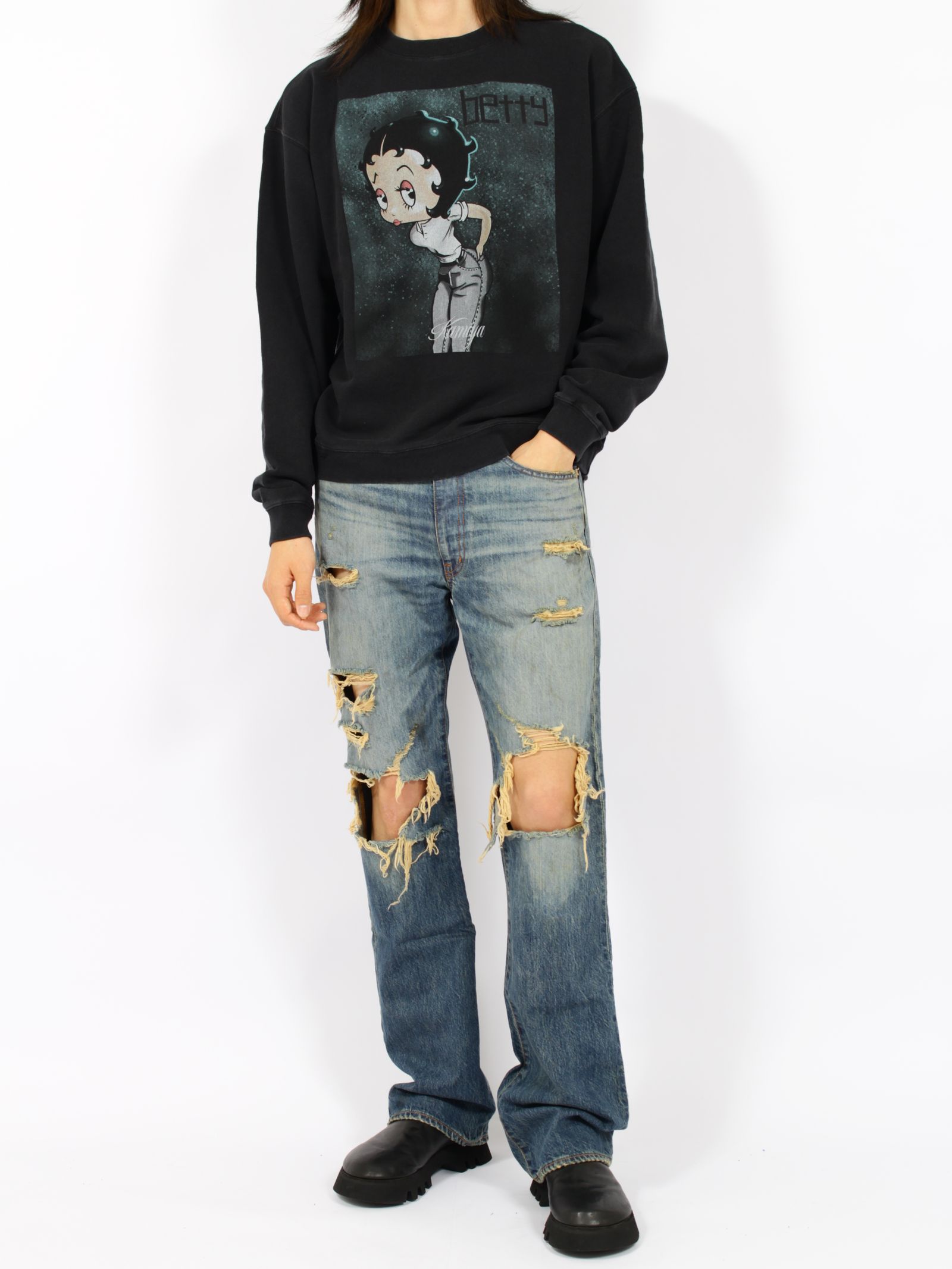 【26AW】 ベティ ブープ スウェット 長袖 カットソー / BETTY BOOP SWEAT T/C / ブラック