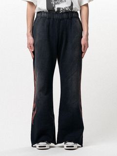 【26SS】クレヨン フレーム ブーツカット スウェットパンツ / "CRAYON FLAME" DISTRESSED BOOTCUT SWEAT PANTS / ブラック