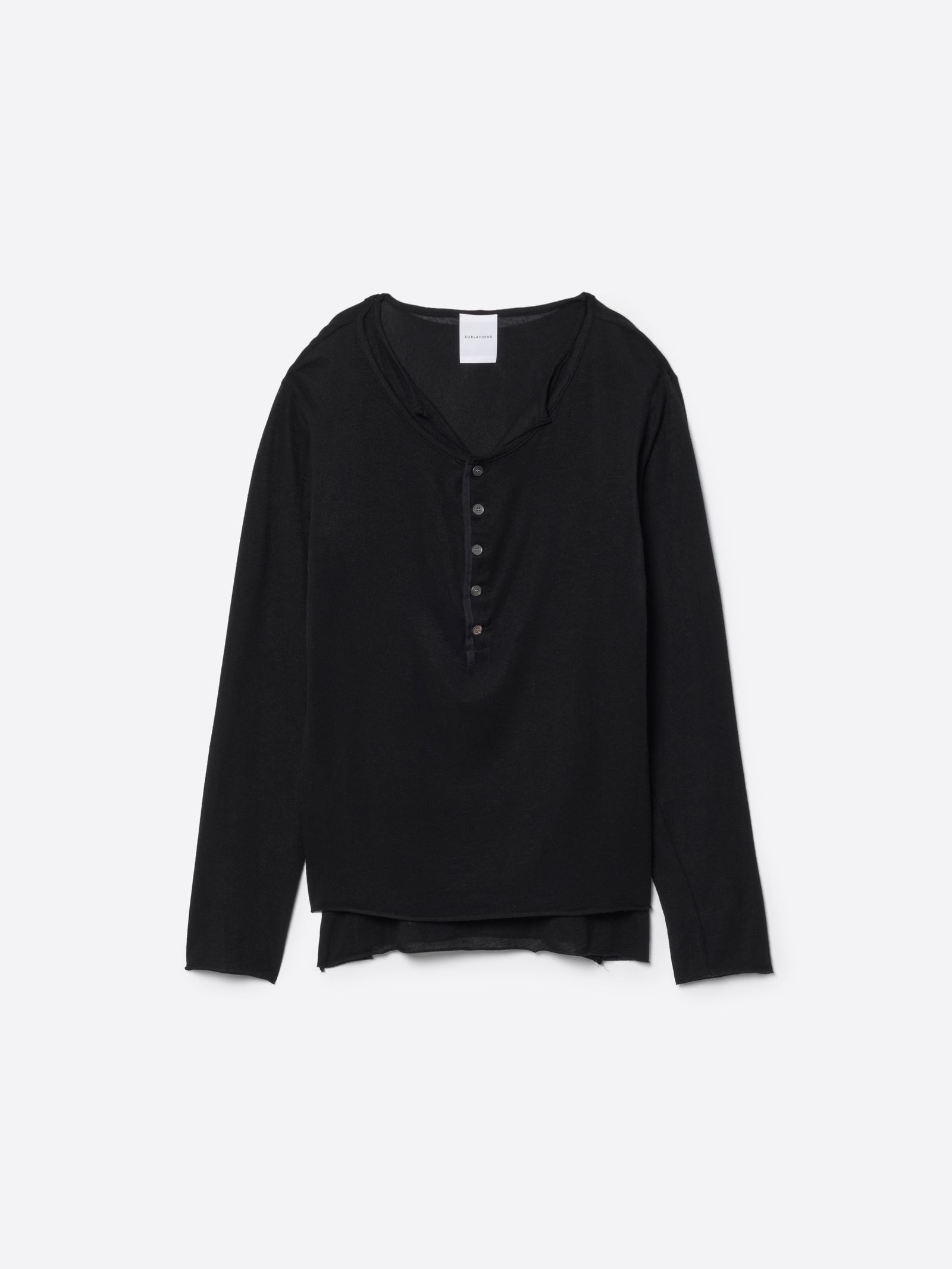 【26AW】レイヤード ヘンリーネック シャツ / LAYERED HENLEY-NECK SHIRT .16  / ブラック
