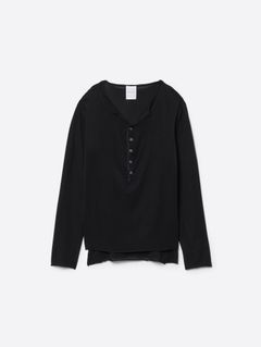 【26AW】レイヤード ヘンリーネック シャツ / LAYERED HENLEY-NECK SHIRT .16  / ブラック
