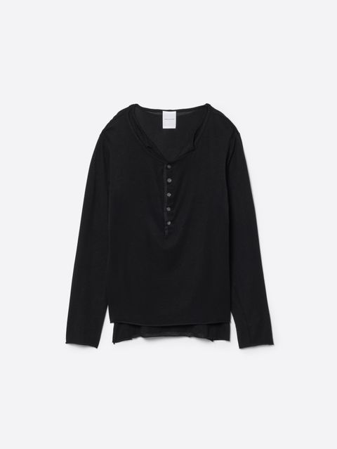 【26AW】レイヤード ヘンリーネック シャツ / LAYERED HENLEY-NECK SHIRT .16  / ブラック