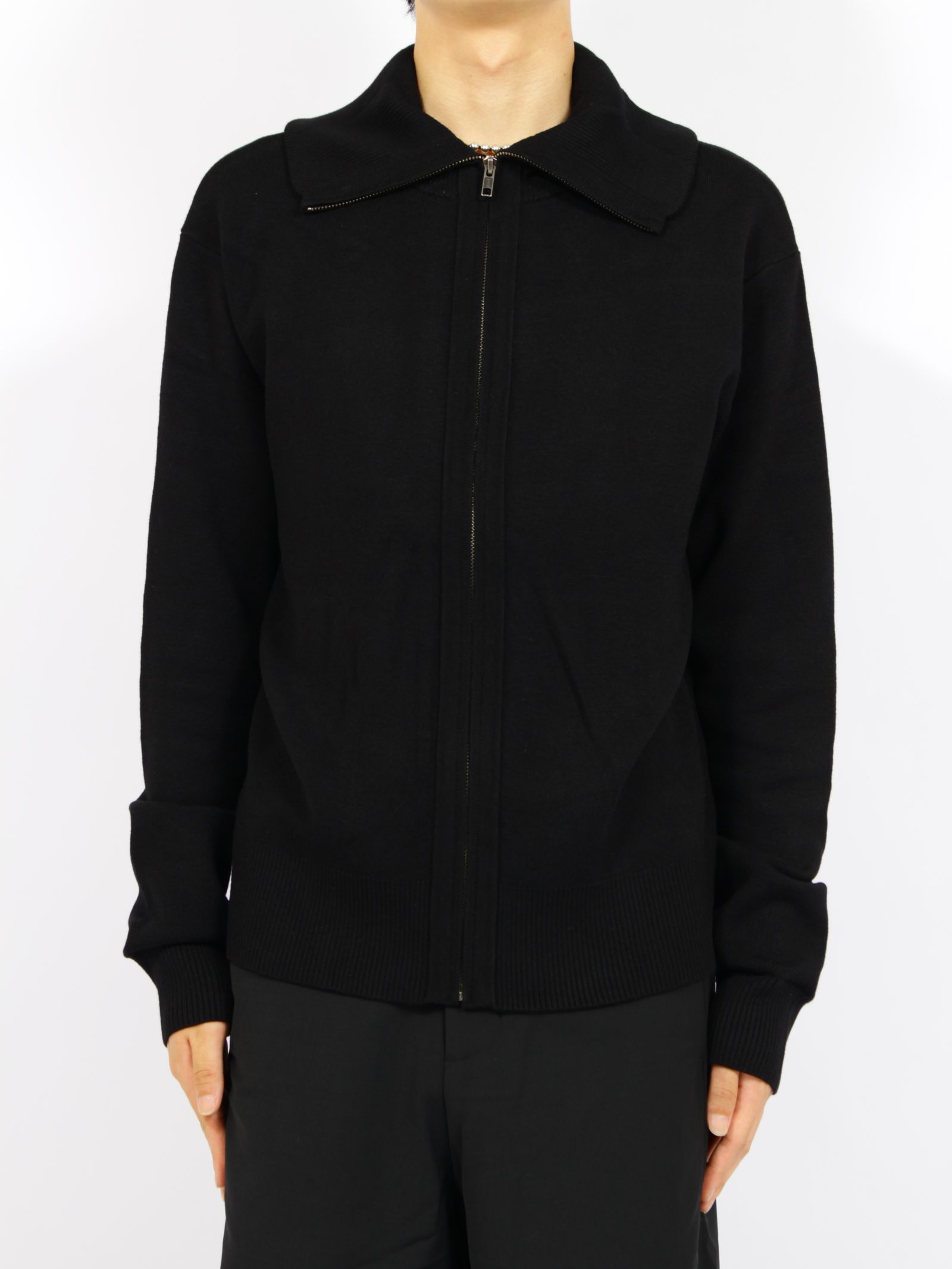 ニット ジップアップ ジャケット / KNIT ZIP UP JACKET / ブラック