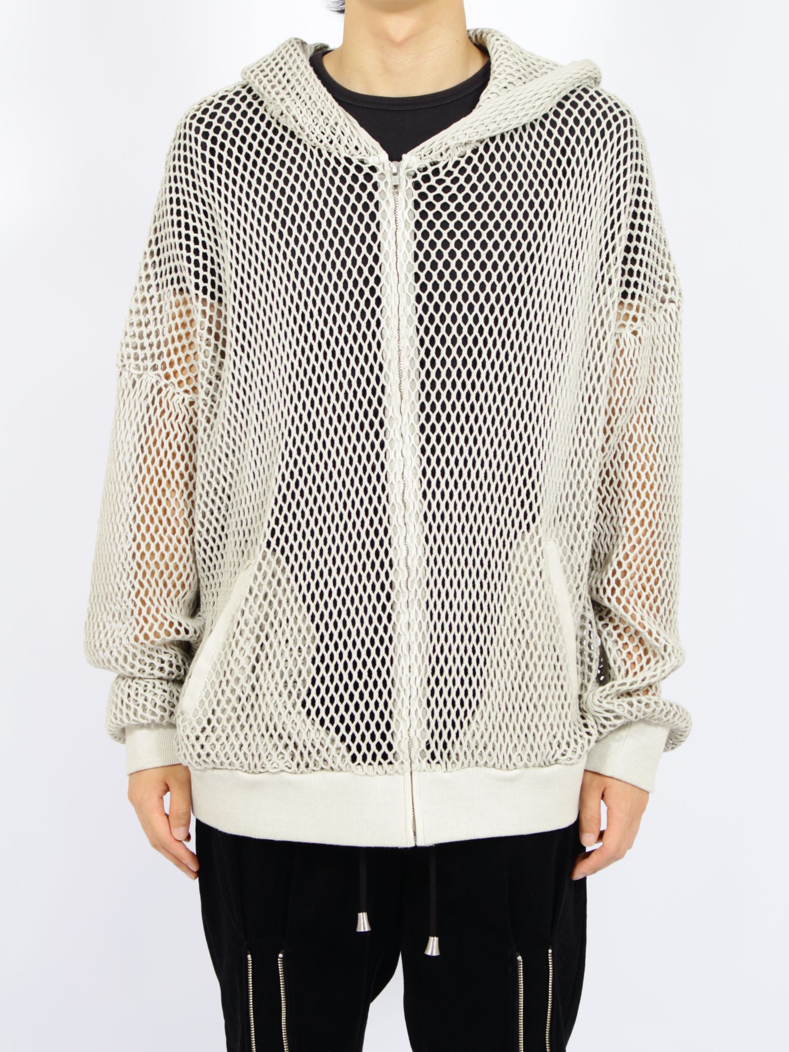 【26AW】コットン メッシュ フル ジップ フーディー 長袖 パーカー / COTTON MESH FULL ZIP HOODIE / IVORY(ベージュ)