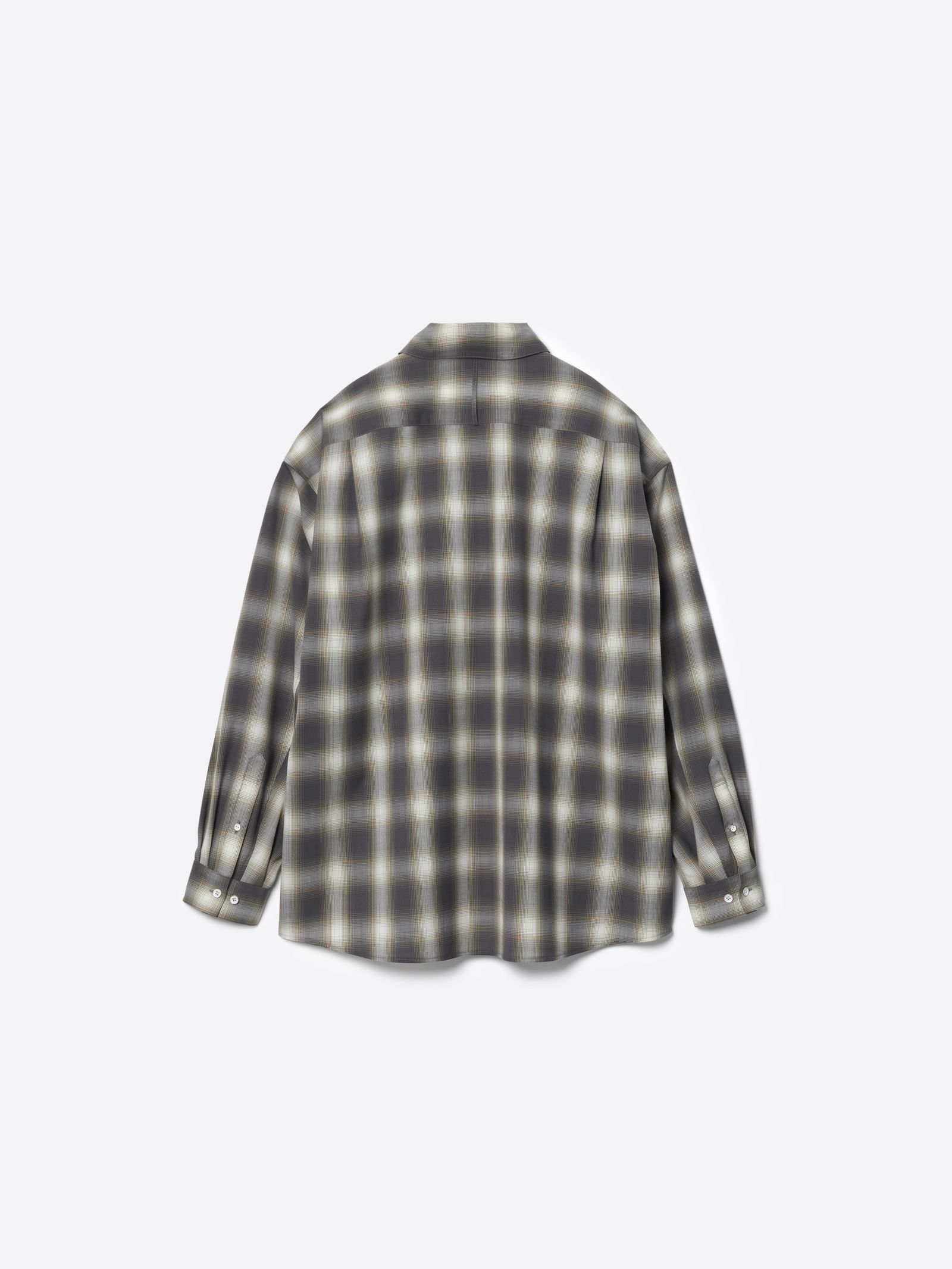 【26AW】ウォッシャブル ウール チェック シャツ / WASHABLE WOOL OMBRE CHECK SHIRTS .16 / MOLD GRAY(グレー)