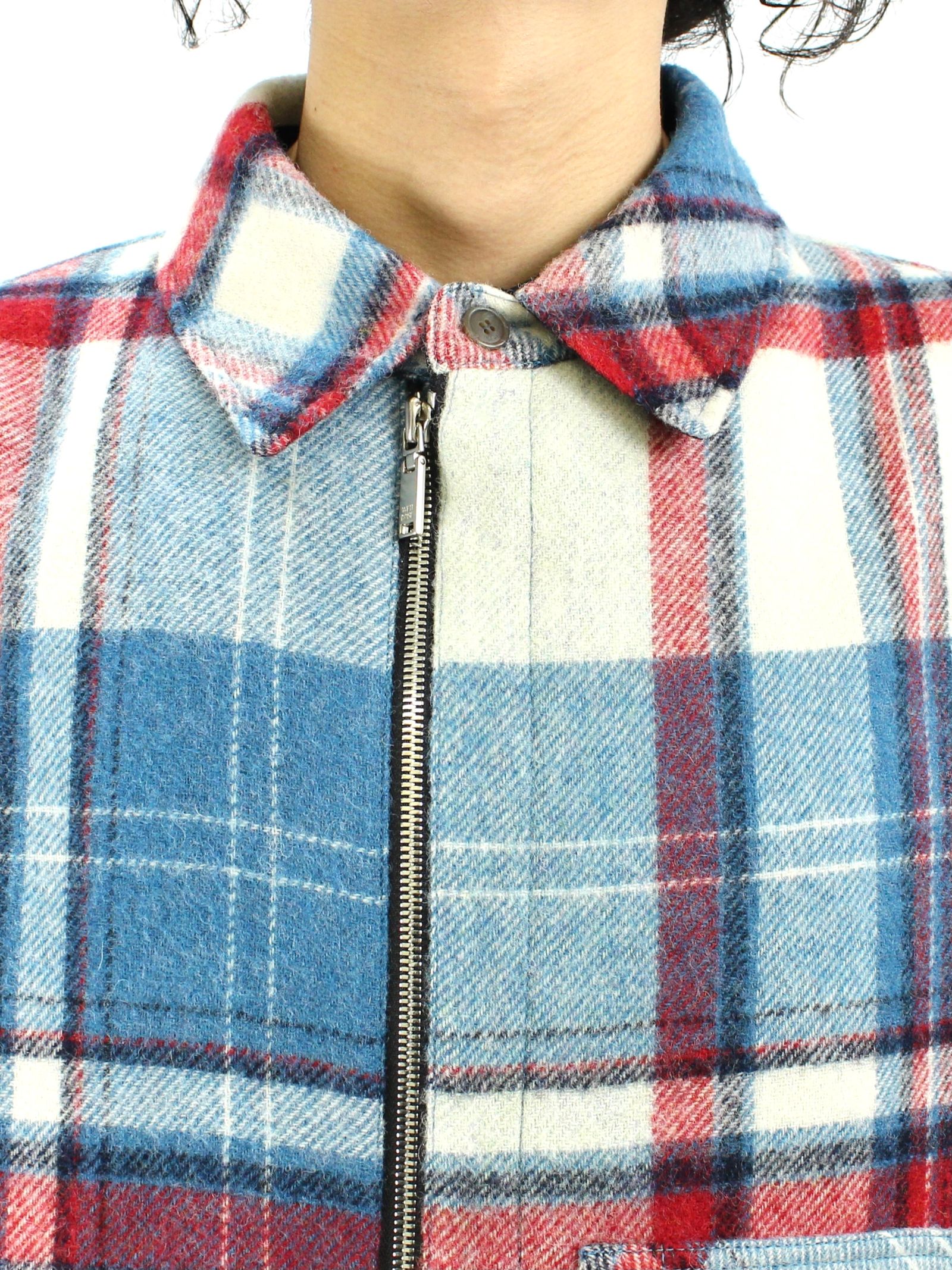 WE11DONE GREY WD CHECK ANORAK WOOL SHIRT