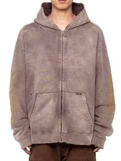 【24AW】ロープ ブリーチド ジップアップフーディ / "ROPE" BREACHED ZIP-UP HOODIE / ブラウン